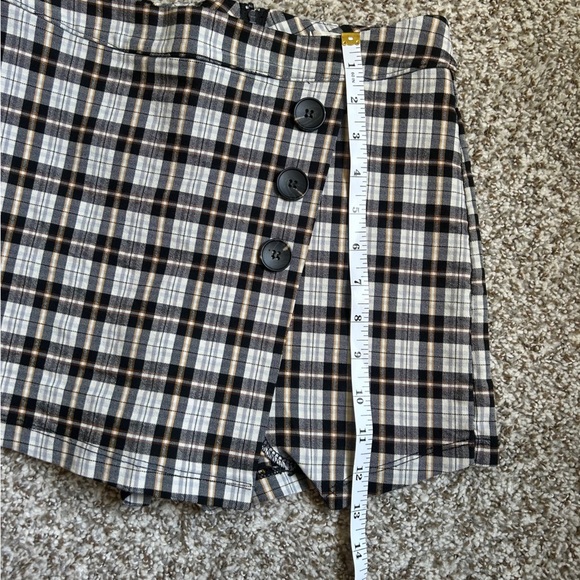 Altar'd State Black and White Asymmetrical Wrap Skort Preppy Plaid School Girl - Picture 2 of 7